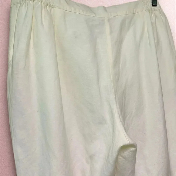 Ruby Rd Linen Blend Crop Straight Leg Pants Beaded Split Hem Plus Size 18W White - Picture 8 of 16